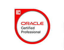Oracle Certified Professional logo with red circular design.