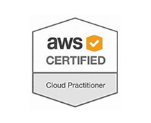 AWS Certified Cloud Practitioner badge, showcasing cloud expertise and certification achievement.